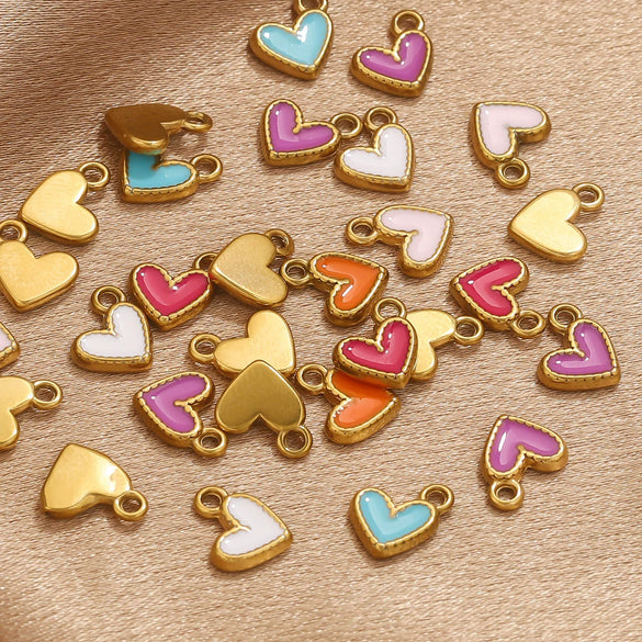 Stainless Steel Oil Dripping Love Shape Pendant Jewelry Accessories For Bracelet Earrings