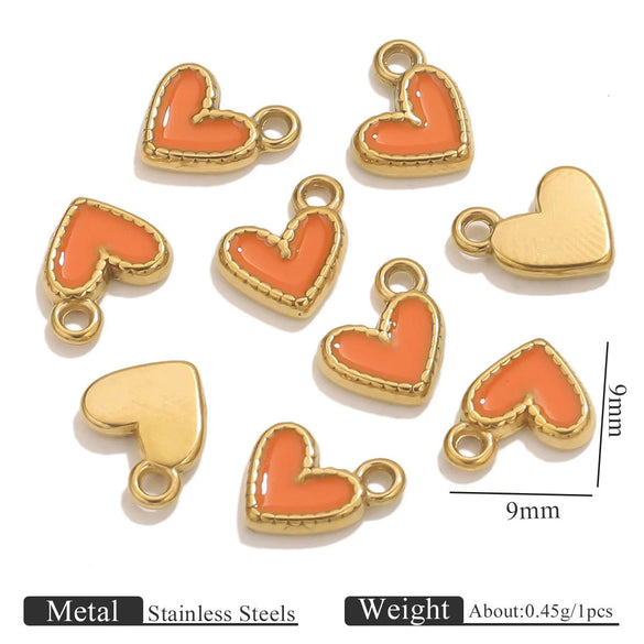 Stainless Steel Oil Dripping Love Shape Pendant Jewelry Accessories For Bracelet Earrings