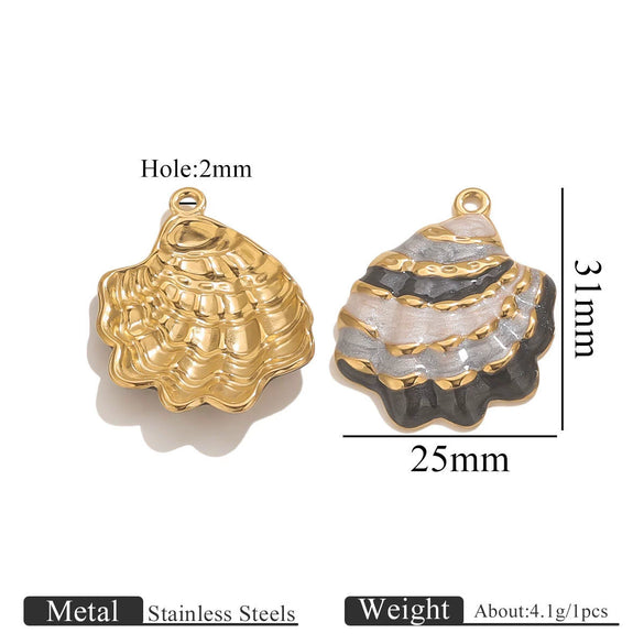 Stainless Steel Oil Dripping Shell Pendant Jewelry Accessories With Electroplating
