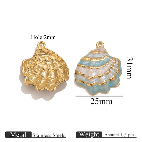 Stainless Steel Oil Dripping Shell Pendant Jewelry Accessories With Electroplating