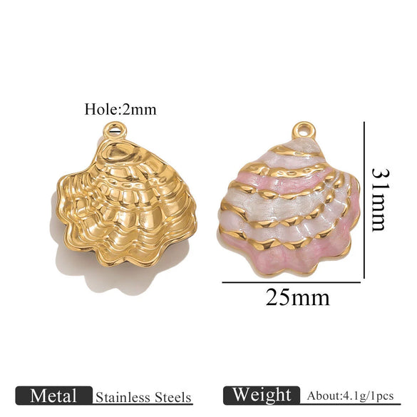 Stainless Steel Oil Dripping Shell Pendant Jewelry Accessories With Electroplating