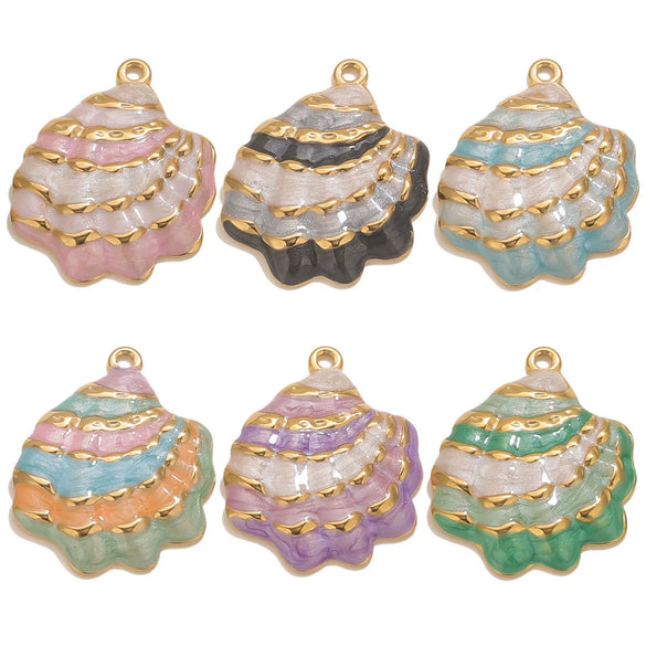 Stainless Steel Oil Dripping Shell Pendant Jewelry Accessories With Electroplating