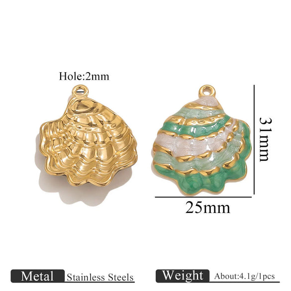 Stainless Steel Oil Dripping Shell Pendant Jewelry Accessories With Electroplating