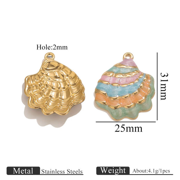 Stainless Steel Oil Dripping Shell Pendant Jewelry Accessories With Electroplating