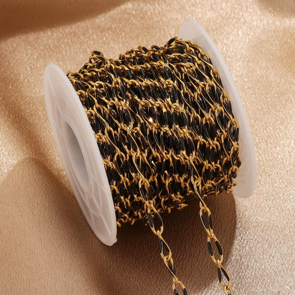 Stainless Steel Oil Dripping Twisted Oval Chain Titanium Steel Vacuum Electroplated Gold Chain For Necklace And Bracelet
