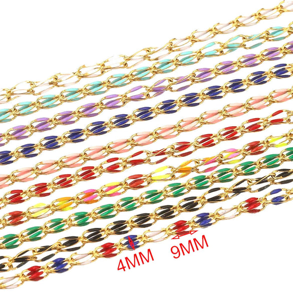 Stainless Steel Oil Dripping Twisted Oval Chain Titanium Steel Vacuum Electroplated Gold Chain For Necklace And Bracelet