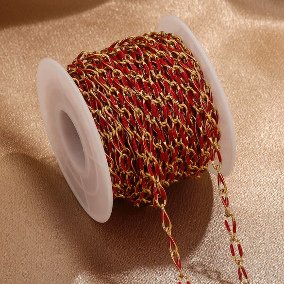 Stainless Steel Oil Dripping Twisted Oval Chain Titanium Steel Vacuum Electroplated Gold Chain For Necklace And Bracelet