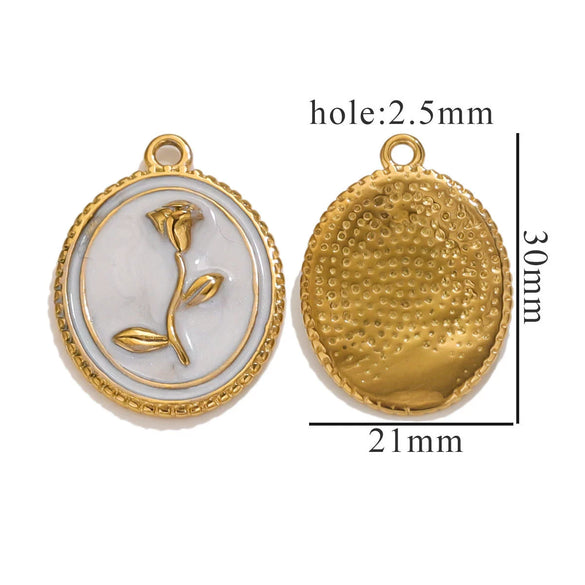 Stainless Steel Oil Drop And Flower Pearls Pendant Necklace Bracelet Accessories