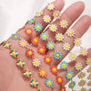 Stainless Steel Oil Drop Color Daisy Totem Handmade Jewelry Necklace Earrings