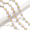 Stainless Steel Oil Drop Color Daisy Totem Handmade Jewelry Necklace Earrings