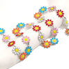 Stainless Steel Oil Drop Color Daisy Totem Handmade Jewelry Necklace Earrings