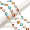 Stainless Steel Oil Drop Color Daisy Totem Handmade Jewelry Necklace Earrings