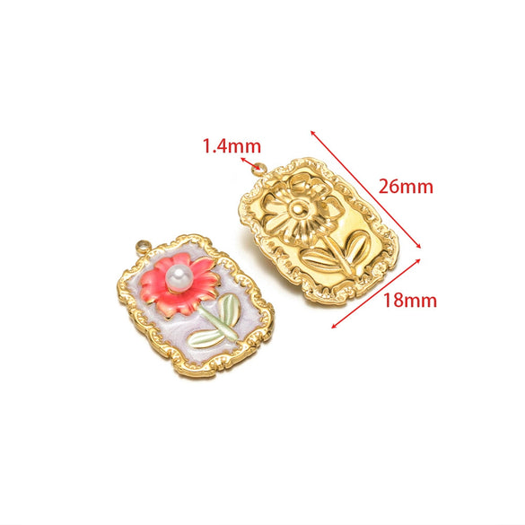Stainless Steel Oil Drop Flower Geometric Pendant Jewelry Accessories