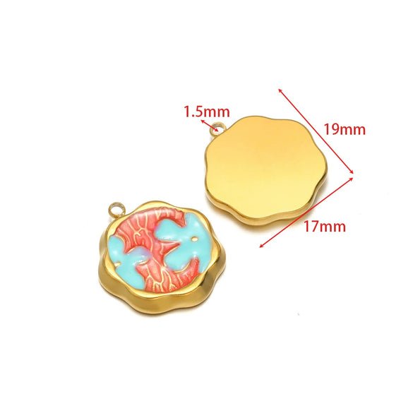 Stainless Steel Oil Drop Flower Geometric Pendant Jewelry Accessories