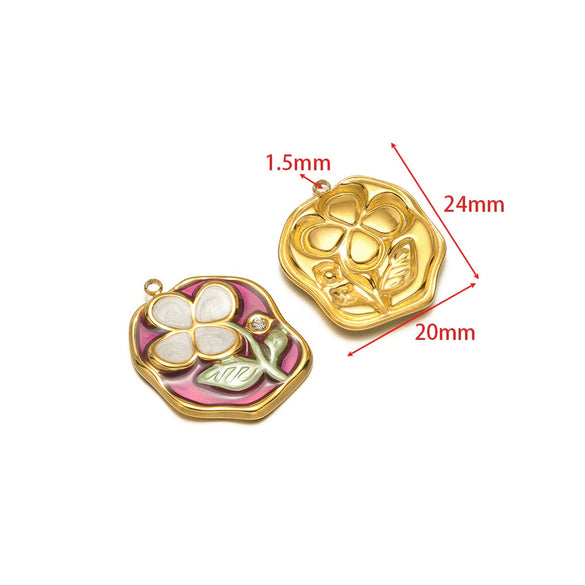 Stainless Steel Oil Drop Flower Geometric Pendant Jewelry Accessories