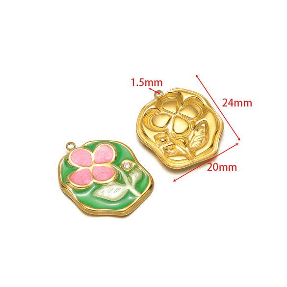 Stainless Steel Oil Drop Flower Geometric Pendant Jewelry Accessories