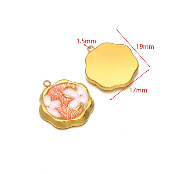 Stainless Steel Oil Drop Flower Geometric Pendant Jewelry Accessories