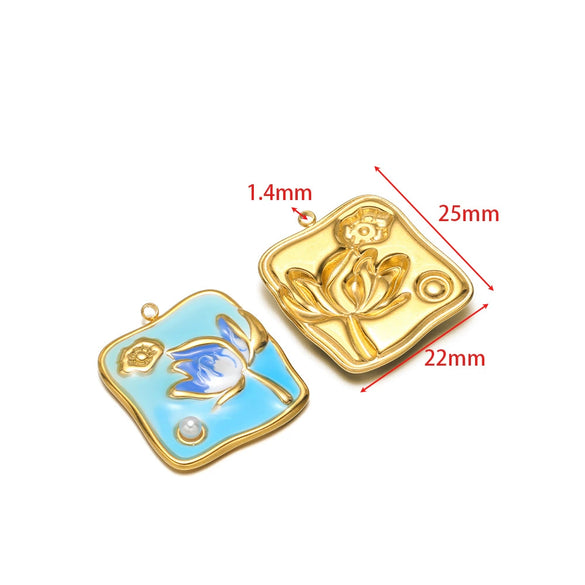 Stainless Steel Oil Drop Flower Geometric Pendant Jewelry Accessories