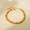 Stainless Steel Oil Dropping Olive Leaf Geometric Flowers Electroplated Bracelet