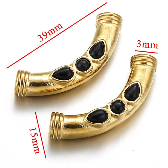 Stainless Steel Oil Dropping Tubular Bead Pendant Bohemian Style Diy Necklace Bracelet Pendant 18K Gold Vacuum Plated