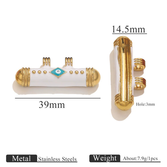 Stainless Steel Oil Dropping Tubular Bead Pendant Bohemian Style Diy Necklace Bracelet Pendant 18K Gold Vacuum Plated