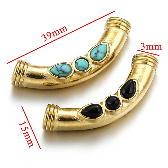 Stainless Steel Oil Dropping Tubular Bead Pendant Bohemian Style Diy Necklace Bracelet Pendant 18K Gold Vacuum Plated