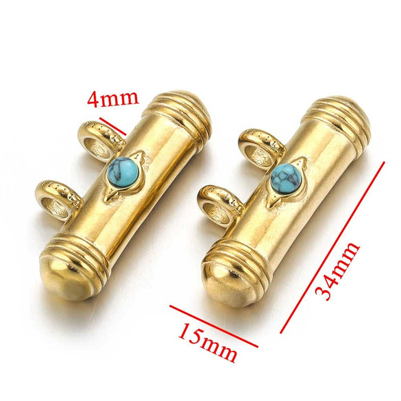 Stainless Steel Oil Dropping Tubular Bead Pendant Bohemian Style Diy Necklace Bracelet Pendant 18K Gold Vacuum Plated