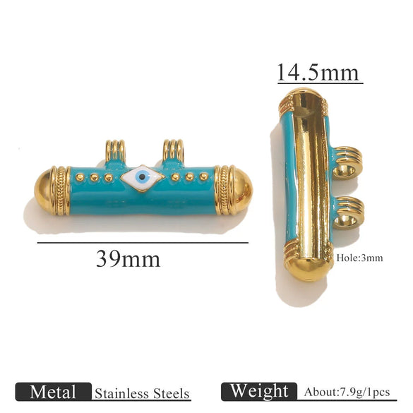 Stainless Steel Oil Dropping Tubular Bead Pendant Bohemian Style Diy Necklace Bracelet Pendant 18K Gold Vacuum Plated