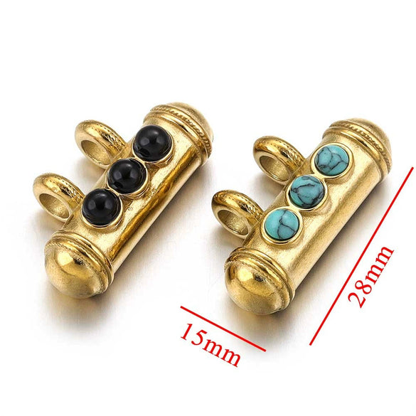 Stainless Steel Oil Dropping Tubular Bead Pendant Bohemian Style Diy Necklace Bracelet Pendant 18K Gold Vacuum Plated
