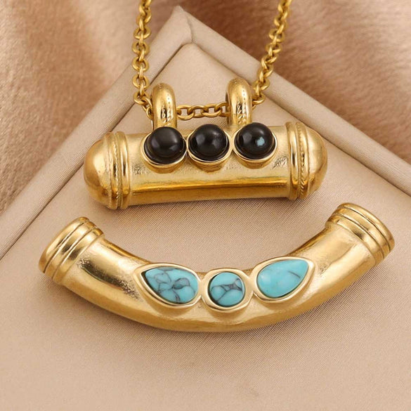 Stainless Steel Oil Dropping Tubular Bead Pendant Bohemian Style Diy Necklace Bracelet Pendant 18K Gold Vacuum Plated
