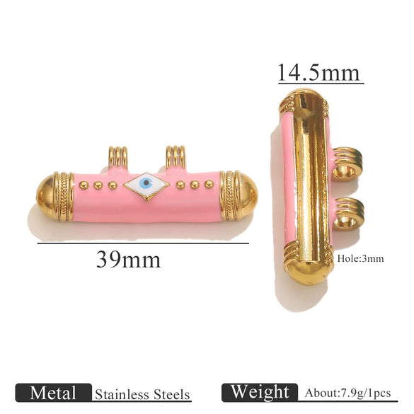 Stainless Steel Oil Dropping Tubular Bead Pendant Bohemian Style Diy Necklace Bracelet Pendant 18K Gold Vacuum Plated