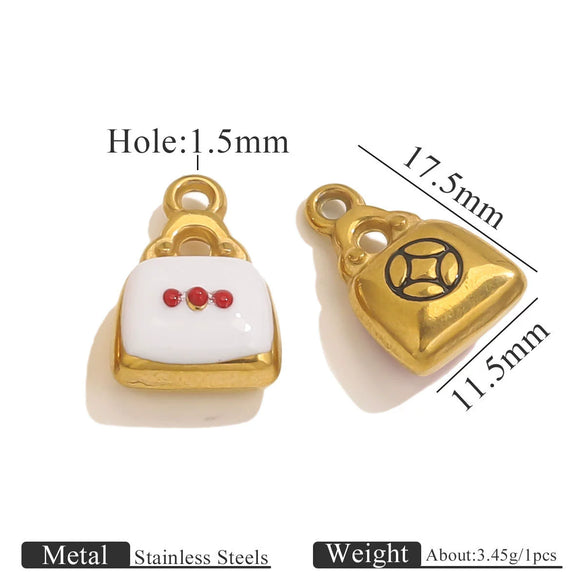 Stainless Steel Oil Pressure Drop Bag Pendant Necklace Accessories 18K Gold Plated Electroplated