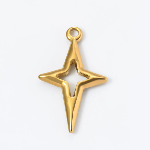 Stainless Steel Oil Pressure Pendant Bow Kt Cat Fourpointed Star 18K Gold Plated Necklace Hanging Ornaments