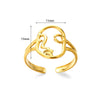 Stainless Steel Oil Pressure Ring Irregular With Crown Heart Shape Letters Numbers Text Electroplated Unisex
