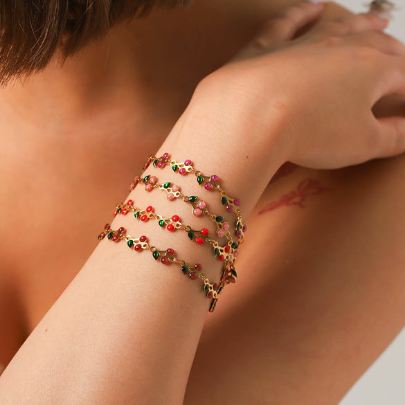 Stainless Steel Oildropping Cherry Women's Bracelet