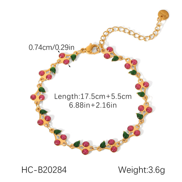 Stainless Steel Oildropping Cherry Women's Bracelet