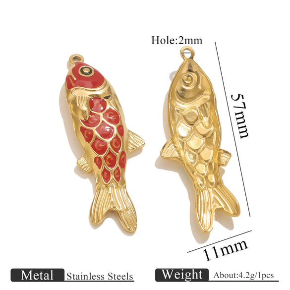 Stainless Steel Oildropping Sea Fish Jewelry Accessories Pendant For Necklace And Bracelet