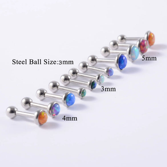 Stainless Steel Opal Earrings With Letters Numbers Text Pattern