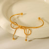 Stainless Steel Open Bow Bracelet With Electroplating For Women