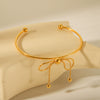 Stainless Steel Open Bow Bracelet With Electroplating For Women