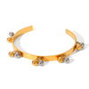 Stainless Steel Open Bracelet Gold And Silver Color Matching Ball Bead Tassel Electroplating Geometric Niche Design