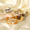 Stainless Steel Open Bracelet Set With Pearls And Tiger Eye Stone Ins Style Minimalist