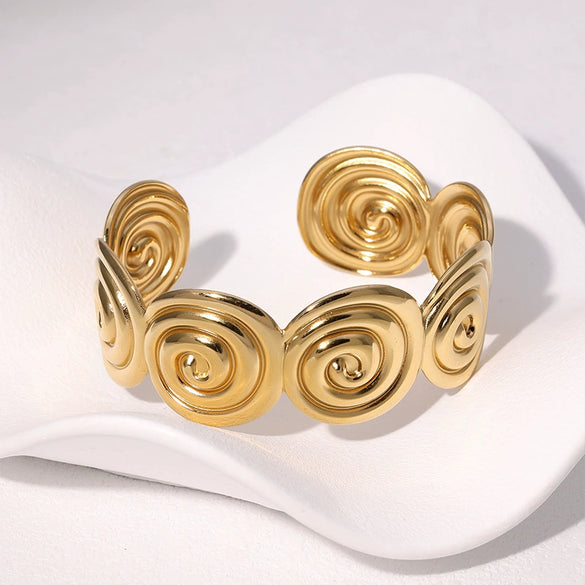 Stainless Steel Open Bracelet Simple Geometric 18K Goldplated Electroplated For Women
