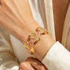 Stainless Steel Open Bracelet With Dripping Oil Geometric Design Temperament Style Non Fading Fashion Jewelry