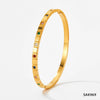 Stainless Steel Open Bracelet With Plaid Inlaid Zircon Fashion Geometric Style Vacuum Electroplated