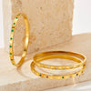 Stainless Steel Open Bracelet With Plaid Inlaid Zircon Fashion Geometric Style Vacuum Electroplated