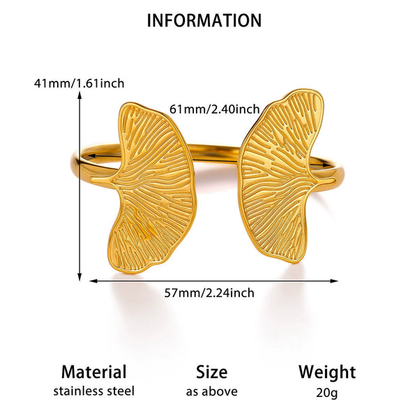 Stainless Steel Open Cuff Bracelet With Layered Flower Petal Design Electroplated Modern Minimalist Statement Jewelry