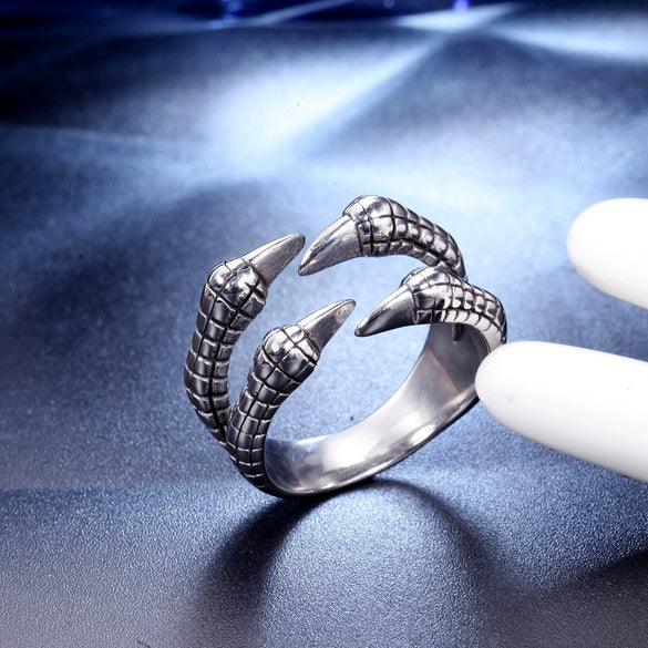 Stainless Steel Open Dragon Ring For Men Polished Geometric Lucky Statement Jewelry