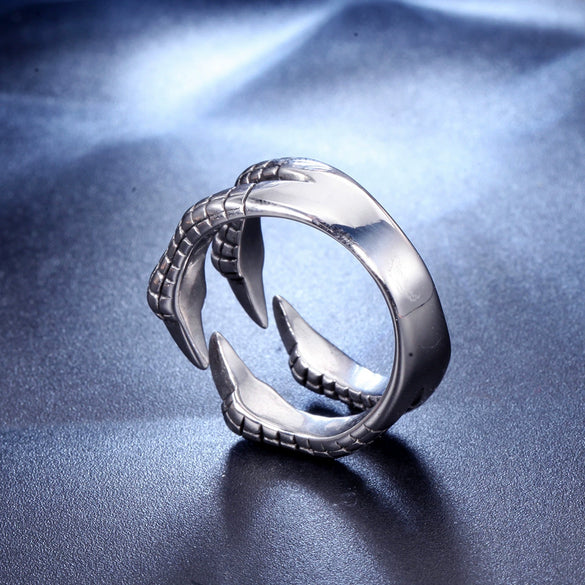 Stainless Steel Open Dragon Ring For Men Polished Geometric Lucky Statement Jewelry