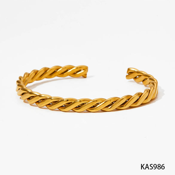 Stainless Steel Open Handmade Twist Bracelet With Vacuum Electroplating And Fine Polishing Fashion Ol Style